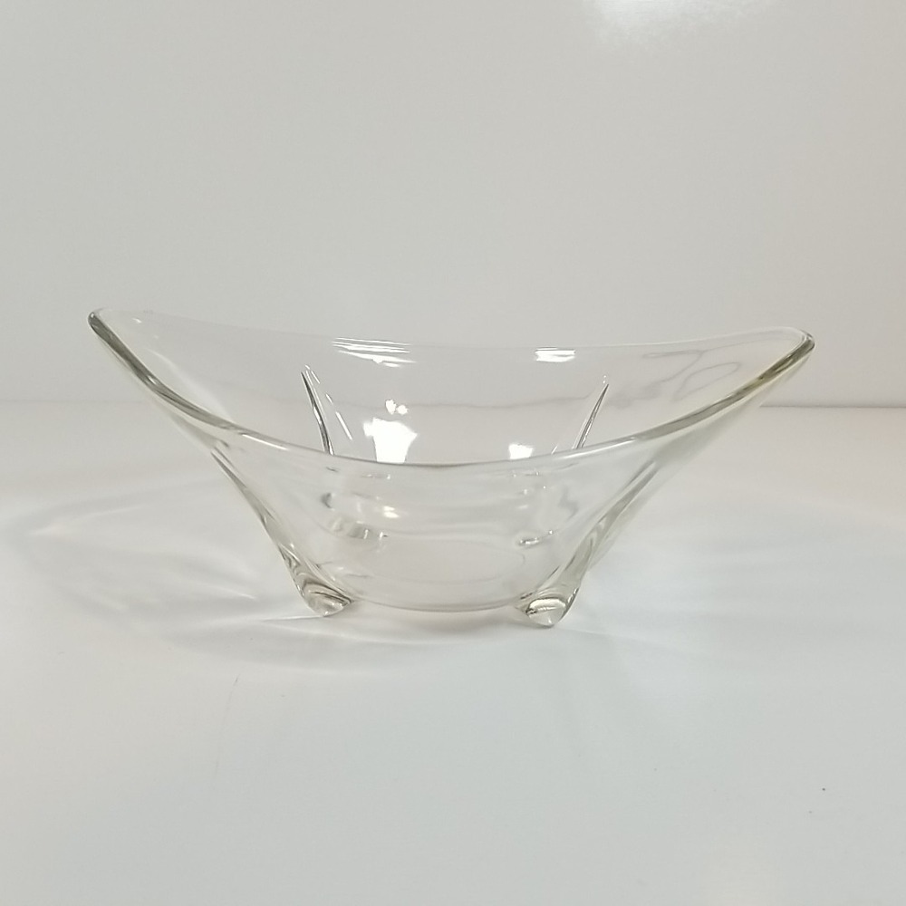 VTG Anchor‎ Hocking Clear Glass Bowl w/ Teardrop Feet Swedish Mid Century Modern